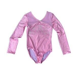 Cat & Jack Long Sleeve Sparkly Pink Leotard Size 7/8